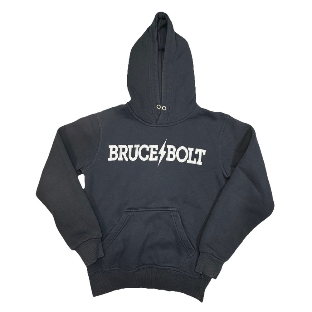 Bruce Bolt Youth Medium Pullover Hoodie Black Embroidered Logo Baseball YM